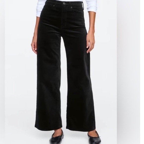 GAP Pants - Gap High Rise Wide Leg velvet Pants Black Size 12/31R New With Tags e3
